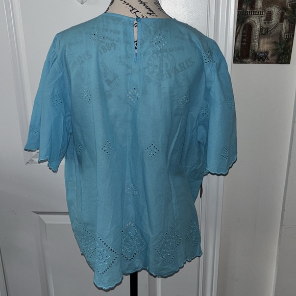 Tu Women Cotton Blue Blouse - Picture 5 of 7